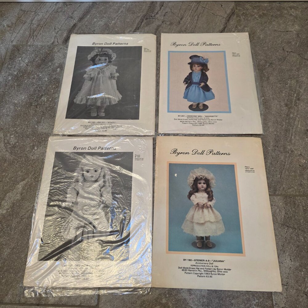 lot of 4 vtg 1984 1983 Byron Doll Pattern Doll Uncut 135 143 160 201